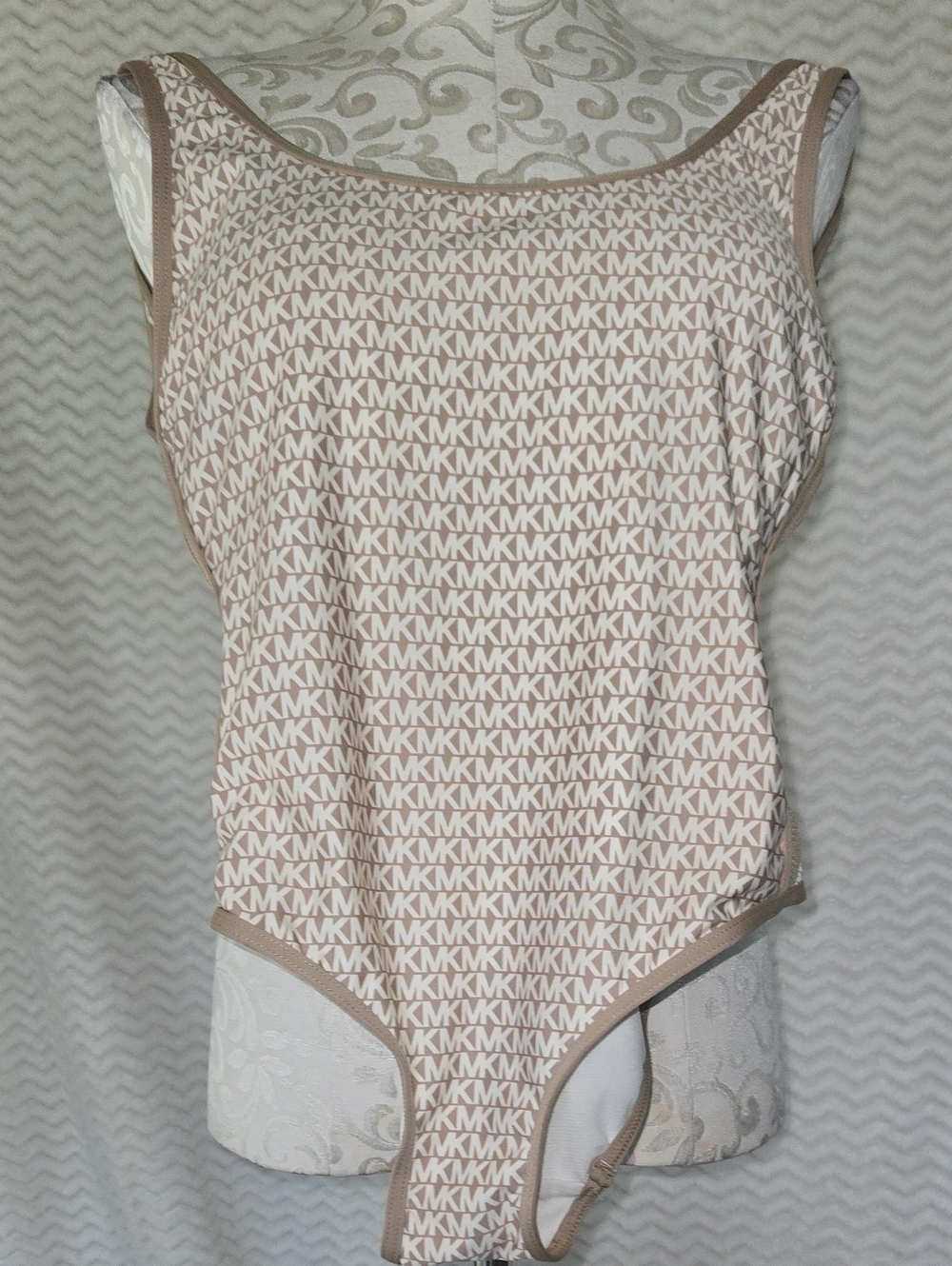 Michael Kors Beige MK Logo Swimsuit